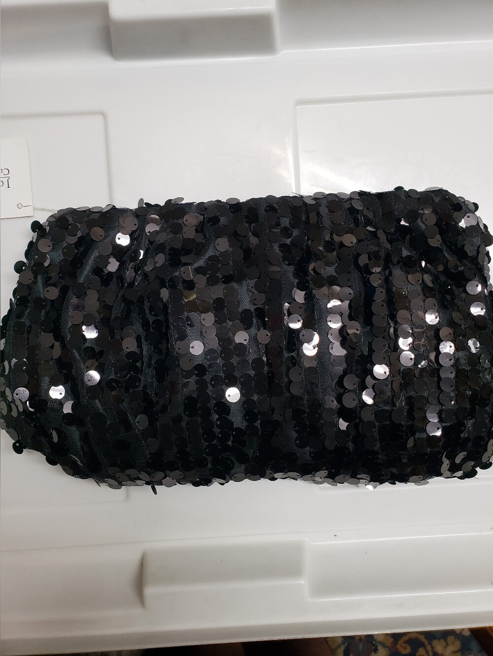Joan Rivers Black Sequin Evening Clutch